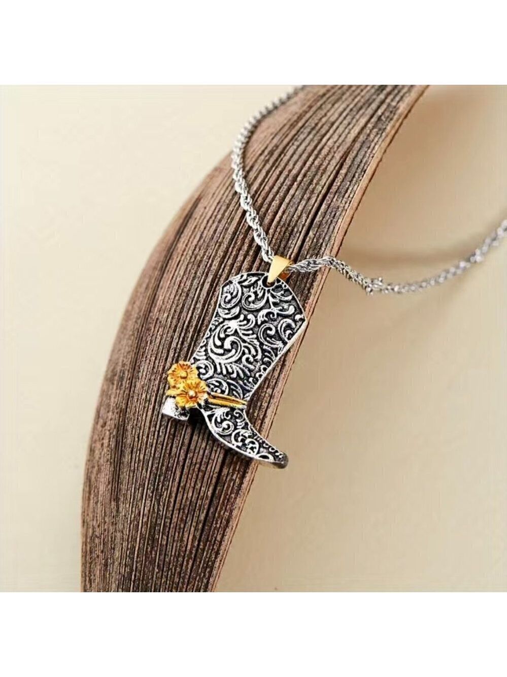 Large Nashville Cowboy / Cowgirl Boot Pendant and Necklace #837 - Picture 3 of 9